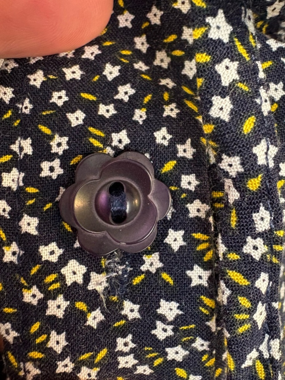Vintage 90s Navy Blue Midi Skirt w/ White Flower Print 2X elastic waist modest - Picture 5 of 11